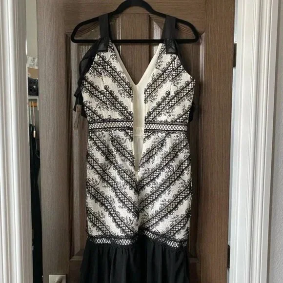 Adelyn Rae Black & White Lace Frill Dress Size S New With Tags Kentucky Derby - Picture 6 of 8